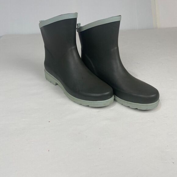 Target Women's Gray Green Rubber Rain Boots Size‎ 7 Used - Picture 9 of 11